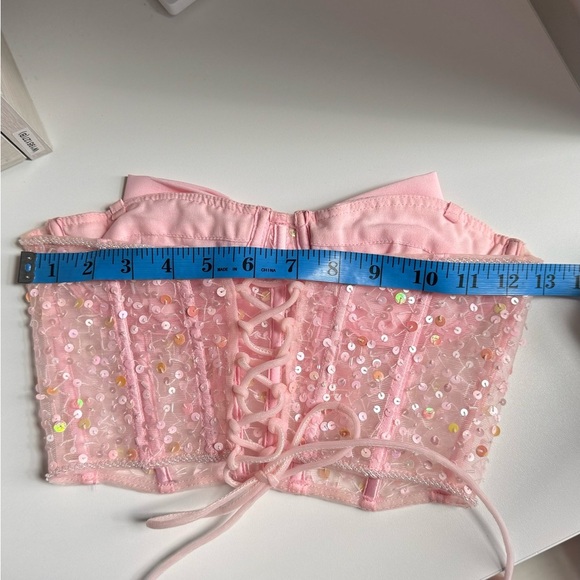 Baby Pink Sequin Tie-Back Bow Corset - Picture 11 of 12